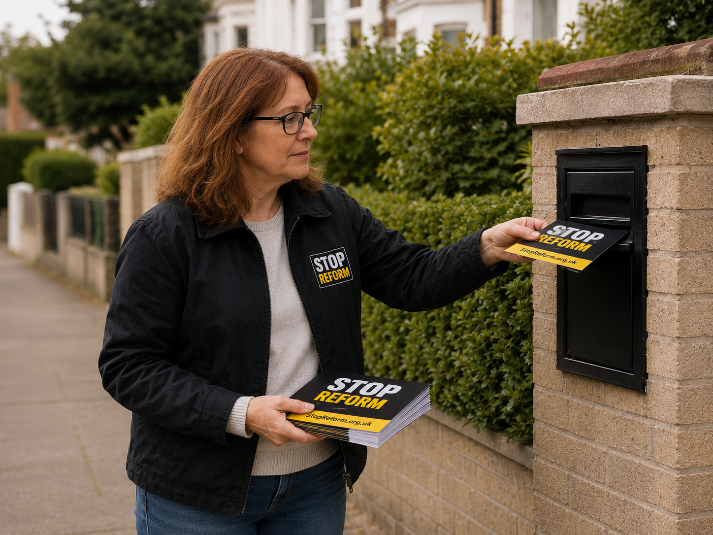 Delivering Stop Reform leaflets to homes